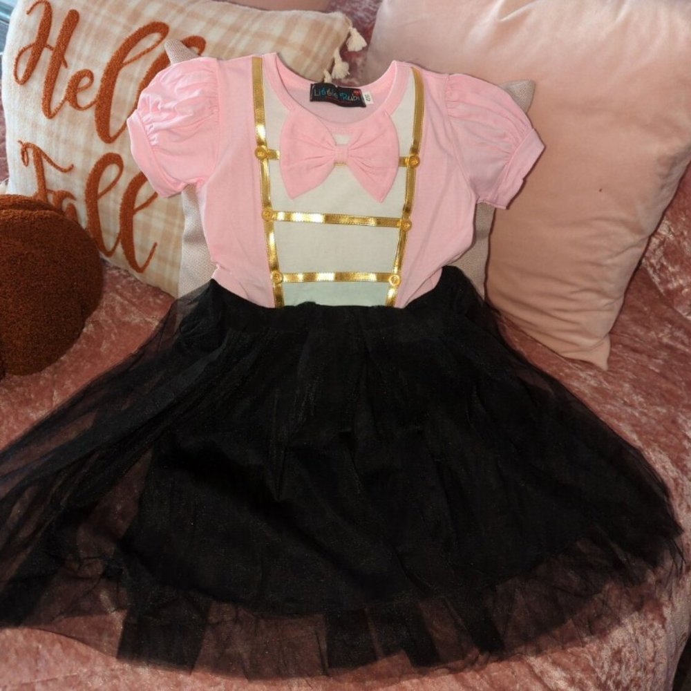 New birthday tutu girl dress toddler child pink black  size 2 3 4 5 6 7